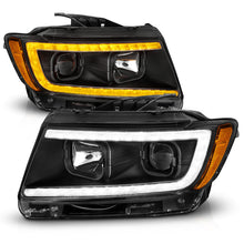 Load image into Gallery viewer, ANZO 11-13 Jeep Grand Cherokee (Factory Halogen Only) Projector Headlights w/Light Bar Swtchbk Black - eliteracefab.com