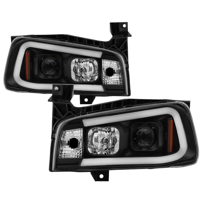 Spyder Dodge Charger 06-10 Projector Headlights - LED Light Bar - Black PRO-YD-DCH05V2-LB-BK - eliteracefab.com