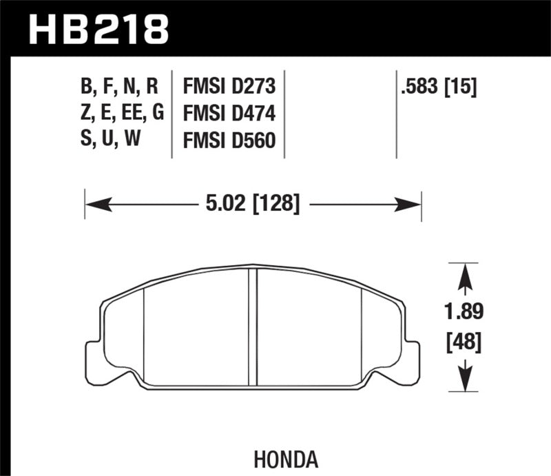 Hawk Performance Ceramic Front Brake Pads - HB218Z.583 Hawk Performance