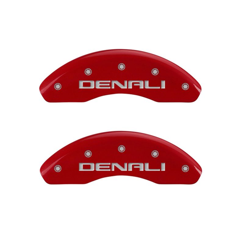 MGP 4 Caliper Covers Engraved Front & Rear Denali Red finish silver ch MGP