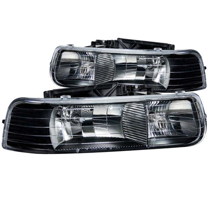 ANZO USA Chevrolet Silverado Crystal Headlights Black; 1999-2002 - eliteracefab.com