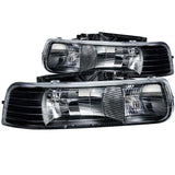 ANZO USA Chevrolet Silverado Crystal Headlights Black; 1999-2002