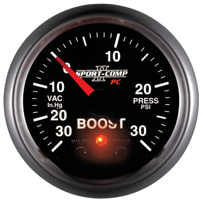 Autometer Sport-Comp II 52mm 30 IN HG / 30 PSI Electronic Boost/Vacuum Gauge 3677