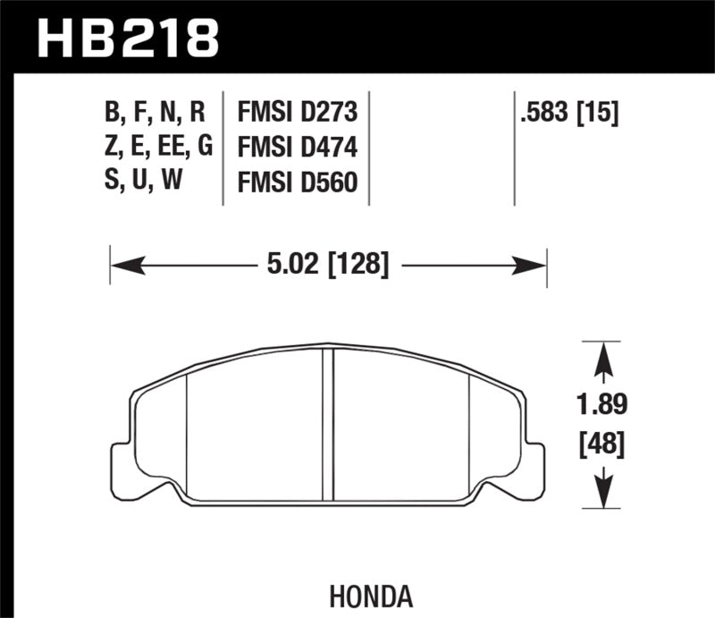 Hawk Performance Ceramic Front Brake Pads - HB218Z.583 Hawk Performance
