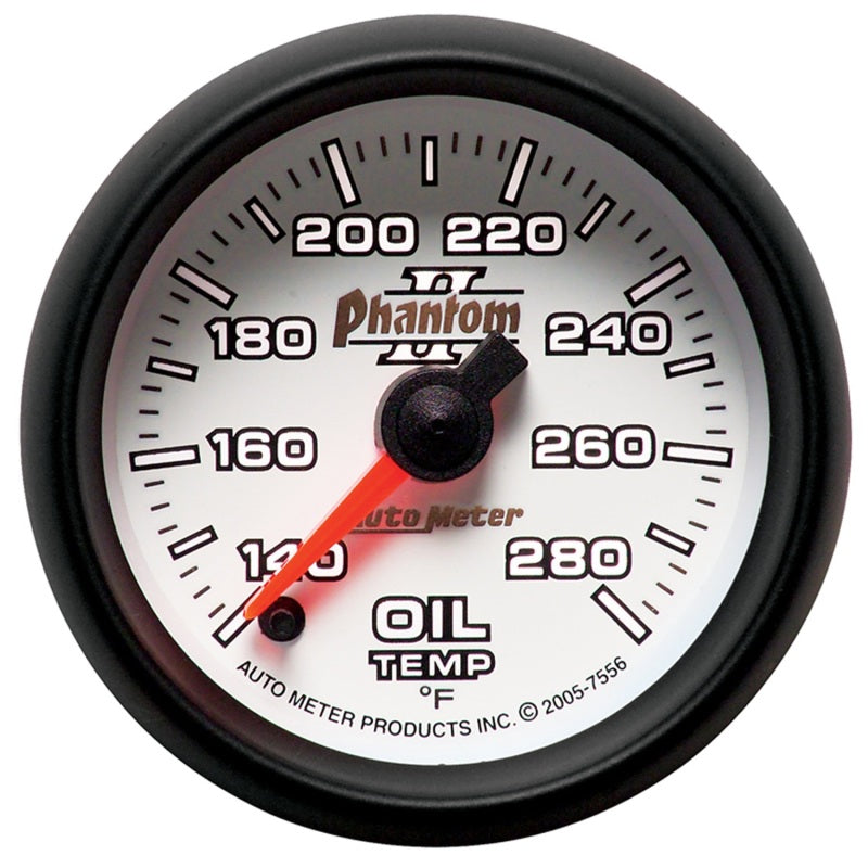 Autometer Phantom II 52mm Full Sweep Electronic 140-280 Deg F Oil Temperature Gauge 7556