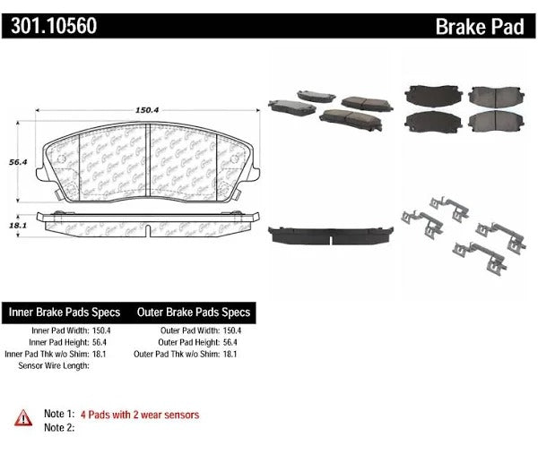 CENTRIC CENTRIC PREMIUM CERAMIC BRAKE PADS, 301.10560 - eliteracefab.com