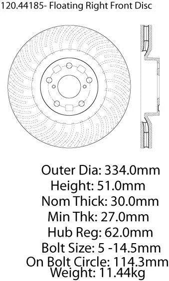 CENTRIC PERFORMANCE BRAKE ROTOR, 120.44185 - eliteracefab.com