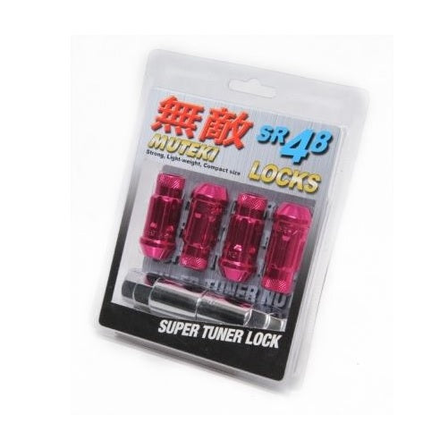 WHEEL MATE MUTEKI SR48 OPEN END LOCKING LUG NUT SET OF 4 – PINK 12×1.25 48MM