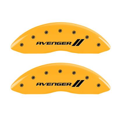MGP 4 Caliper Covers Engraved Front & Rear With stripes/Avenger Yellow finish black ch MGP