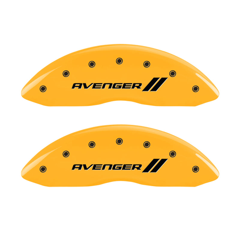 MGP 4 Caliper Covers Engraved Front & Rear With stripes/Avenger Yellow finish black ch MGP