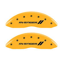 Load image into Gallery viewer, MGP 4 Caliper Covers Engraved Front &amp; Rear With stripes/Avenger Yellow finish black ch MGP