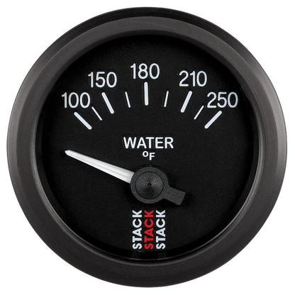 Autometer Stack 52mm 100-250 Deg F 1/8in NPTF Electric Water Temp Gauge - Black ST3208