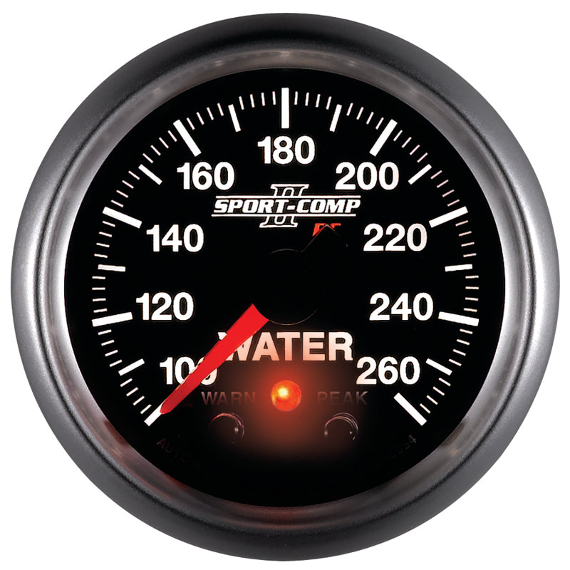 Autometer Sport-Comp II 52.4mm 100-260 Deg F Water Temp Peak & Warn w/ Electronic Control Gauge 3654