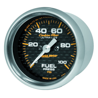 Autometer Carbon Fiber 52mm 100 PSI Electronic Fuel Pressure Gauge 4763