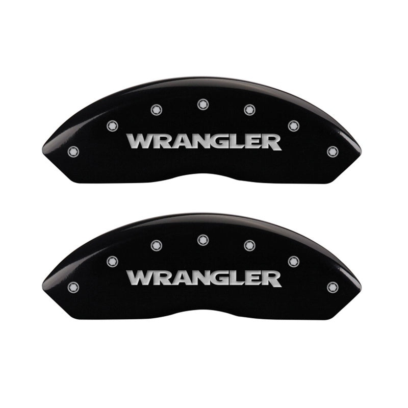 MGP Front set 2 Caliper Covers Engraved Front WRANGLER Black finish silver ch MGP