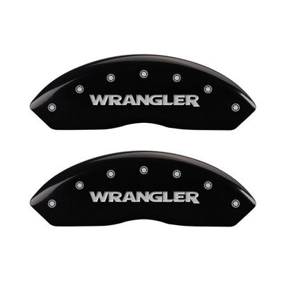 MGP Front set 2 Caliper Covers Engraved Front WRANGLER Black finish silver ch MGP