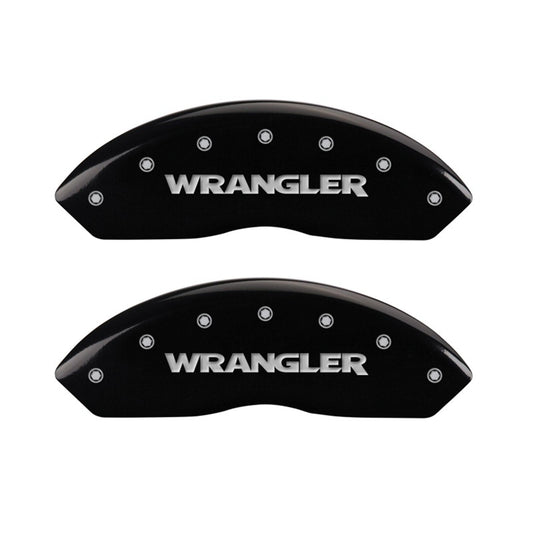 MGP Front set 2 Caliper Covers Engraved Front WRANGLER Black finish silver ch MGP