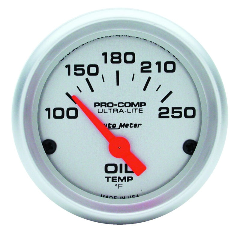 AutoMeter GAUGE; OIL TEMP; 2 1/16in.; 100-250deg.F; ELECTRIC; ULTRA-LITE - eliteracefab.com