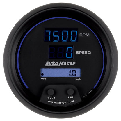 Autometer 85.7mm Black Digital 8000rpm/160mph or 260kmph Electric Tachometer/Speedometer Combo 6987