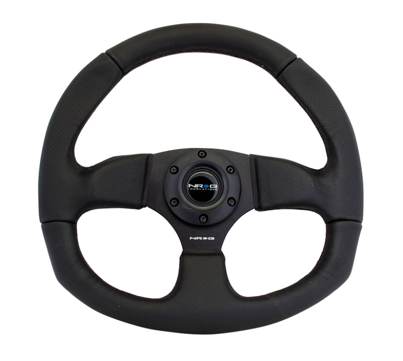 NRG Reinforced Steering Wheel Leather Steering Wheel Black Stitch - eliteracefab.com