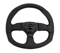 NRG Reinforced Steering Wheel Leather Steering Wheel Black Stitch - eliteracefab.com