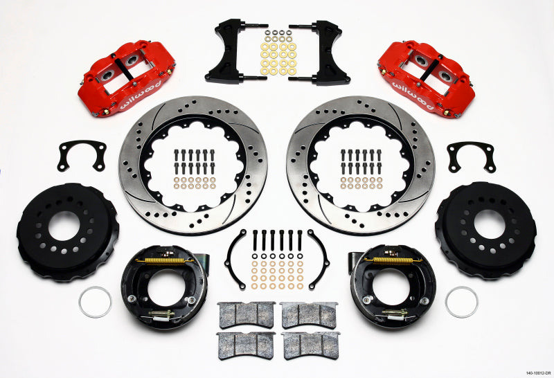 Wilwood Narrow Superlite 4R Rear P-Brk Kit 14.00in Drill Red New Big Ford 2.50in Offset Wilwood