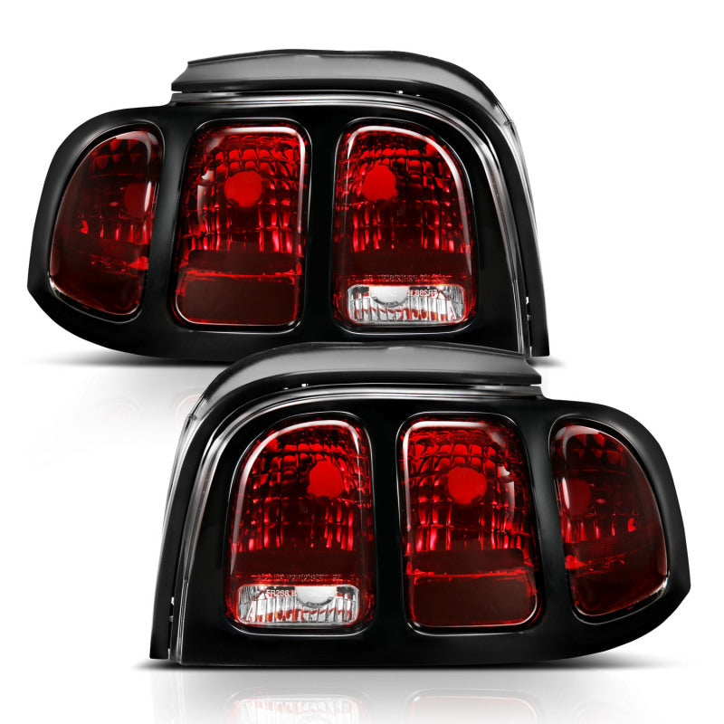 ANZO 1994-1998 Ford Mustang Taillight Dark Red Lens (OE Style) - eliteracefab.com