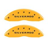 MGP Front set 2 Caliper Covers Engraved Front Silverado Yellow finish black ch