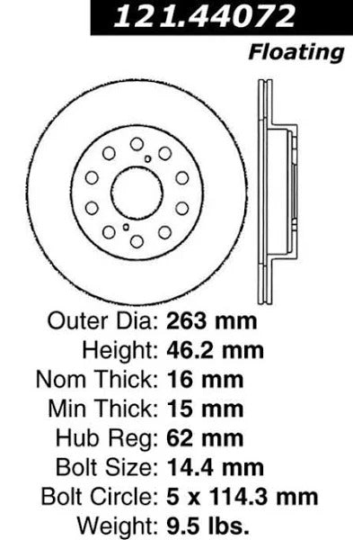 CENTRIC 1991-1995 TOYOTA MR2 REAR BRAKE ROTOR, 121.44072 - eliteracefab.com