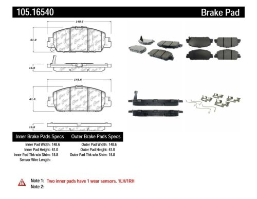 POSIQUIET CERAMIC BRAKE PADS FRONT 2014 HONDA ACCORD EX / EX-L / SPORT / TOURING, 105.16540 - eliteracefab.com