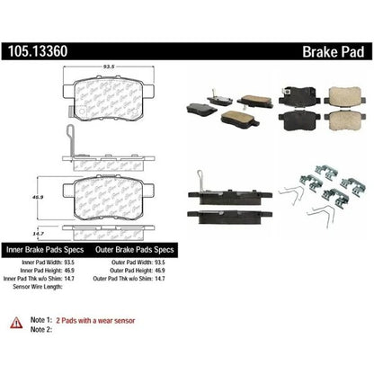 POSIQUIET 08 ACCORD SEDAN REAR BRAKE PADS, 105.13360 - eliteracefab.com