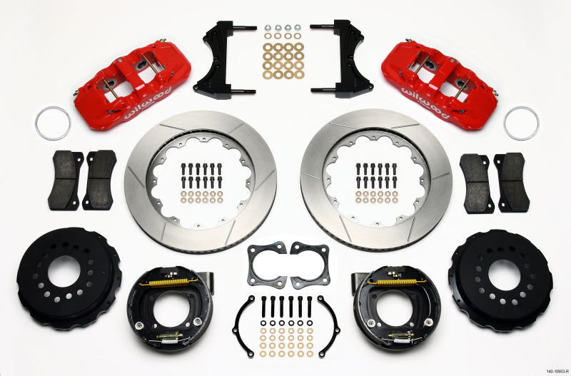 Wilwood AERO4 Rear P-Brake Kit 14.00in Red 58-64 Olds/Pontiac Ends 2.81in Offset Wilwood