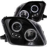 ANZO USA Honda Prelude Projector Headlights W/ Halo Black W/ Led; 1997-2001