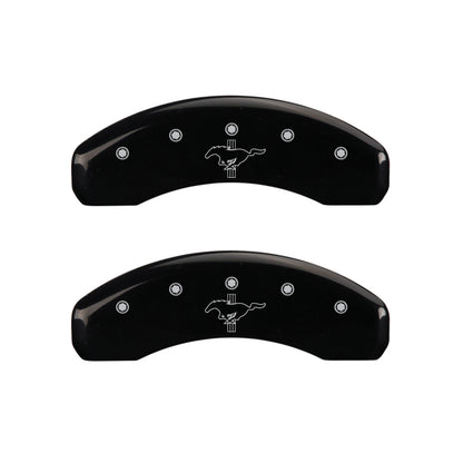 MGP 4 Caliper Covers Engraved Front 2015/Mustang Engraved Rear 2015/Bar & Pony Black finish slvr ch - eliteracefab.com