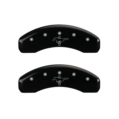 MGP 4 Caliper Covers Engraved Front 2015/Mustang Engraved Rear 2015/Bar & Pony Black fnsh silver ch MGP