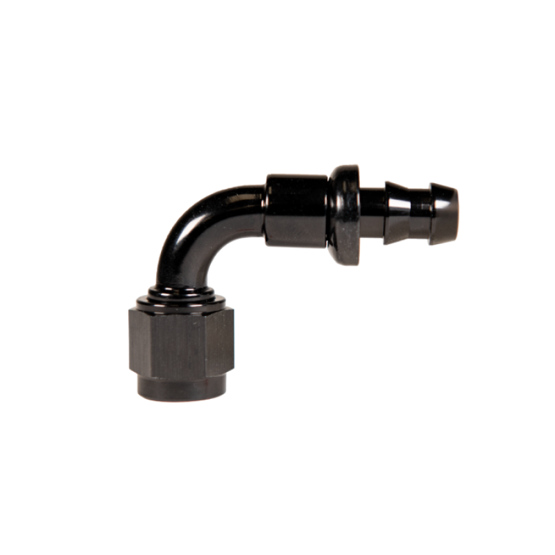 Fleece Performance Universal -6AN 90Deg to Hose Barb - Black Fleece Performance