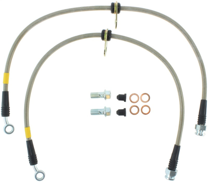 StopTech 02-05 Honda Civic Stainless Steel Front Brake Line Kit - eliteracefab.com