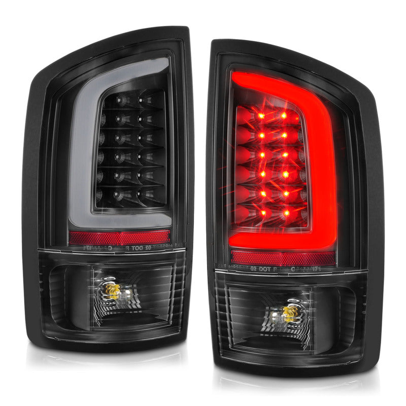 ANZO 2002-2006 Dodge Ram 1500 LED Tail Lights w/ Light Bar Black Housing Clear Lens - eliteracefab.com