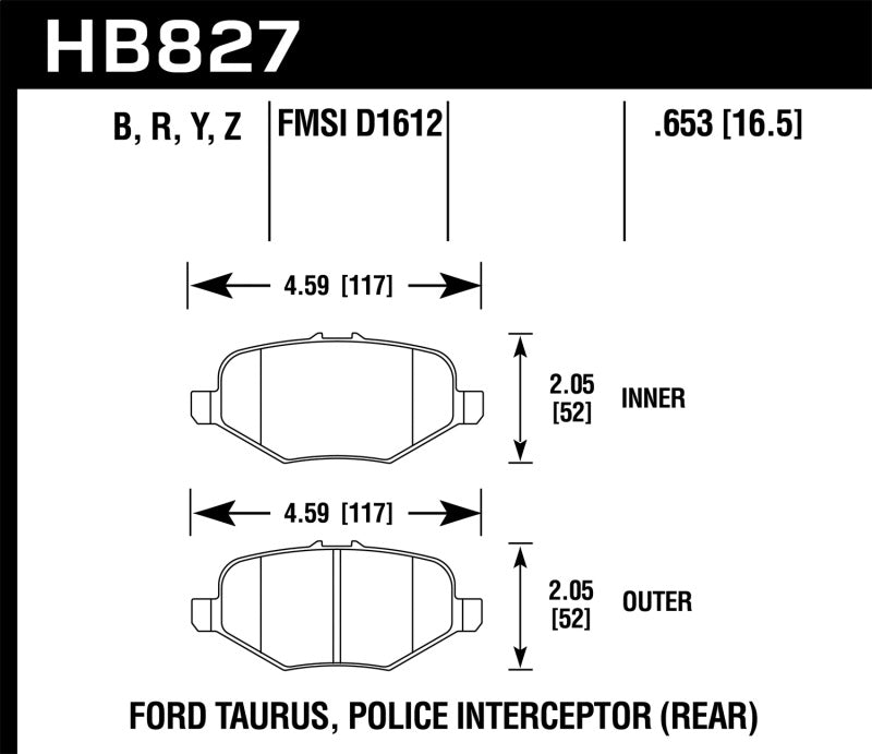 Hawk 13-16 Ford Taurus SHO HPS 5.0 Rear Brake Pads - eliteracefab.com