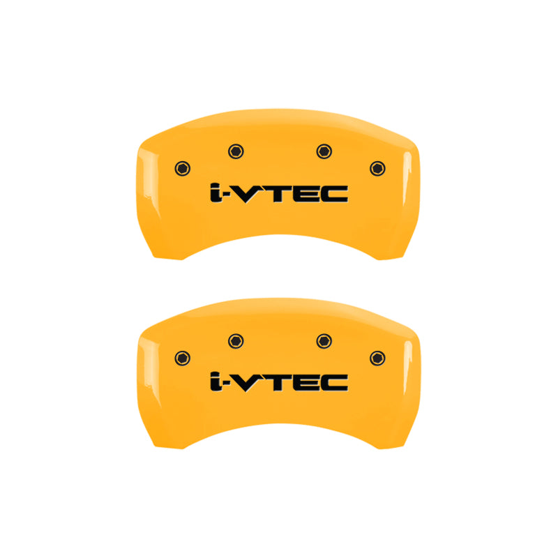 MGP 4 Caliper Covers Engraved Front & Rear i-Vtec Yellow finish black ch MGP