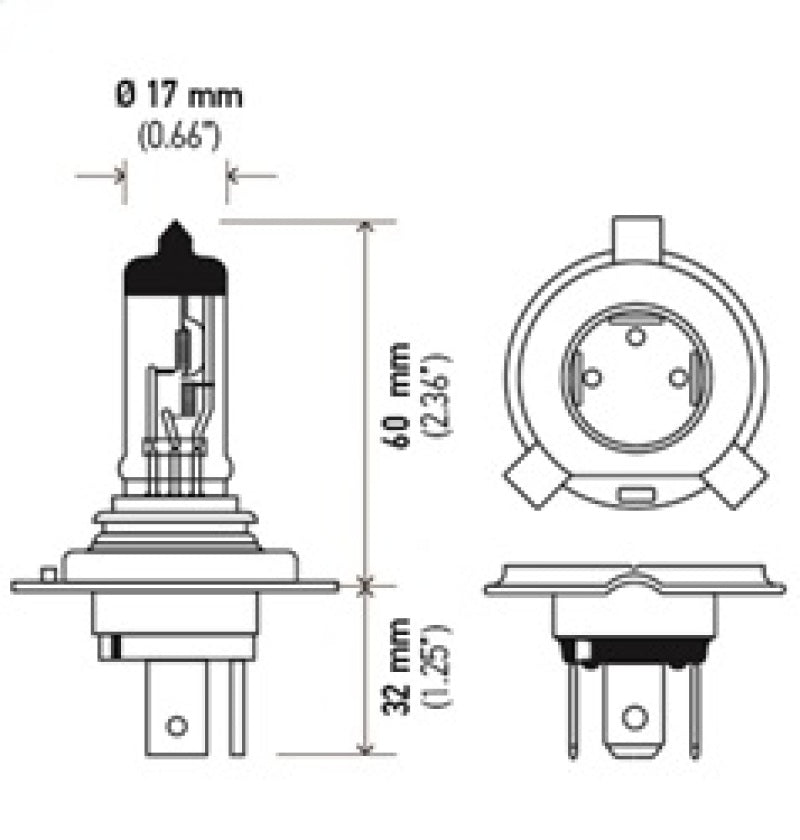 Hella H4 24V 75/70W P43t T4.625 Halogen Bulb (Min Order Qty 10)