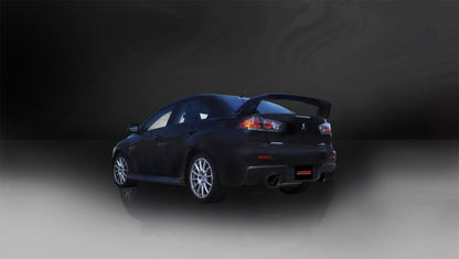 Corsa 08-14 Mitsubishi Lancer Evolution X Sedan 2.0L Black Sport Dual Rear Cat-Back Exhaust - eliteracefab.com