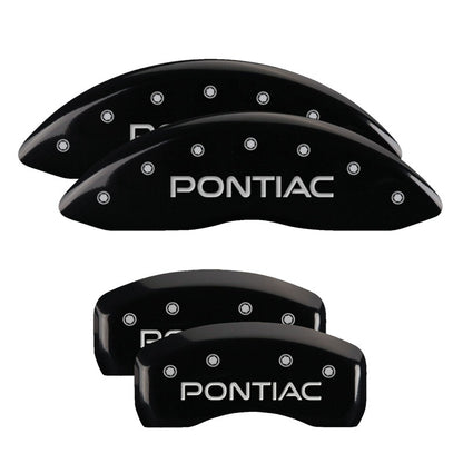 MGP 4 Caliper Covers Engraved Front & Rear Pontiac Black Finish Silver Char 2004 Pontiac GTO MGP