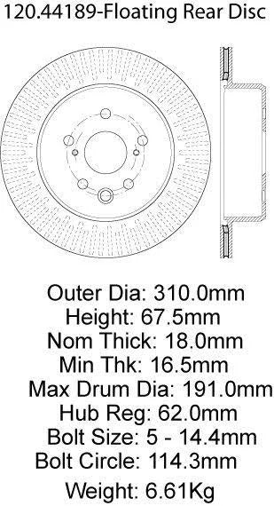 CENTRIC PERFORMANCE BRAKE ROTOR, 120.44189 - eliteracefab.com