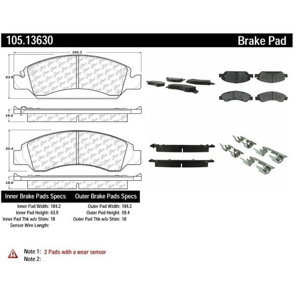 POSIQUIET 08 CADILLAC ESCALADE / 08 GMC SIERRA 1500/YUKON/YUKON XL 1500 CERAMIC FRONT BRAKE PADS, 105.13630 - eliteracefab.com