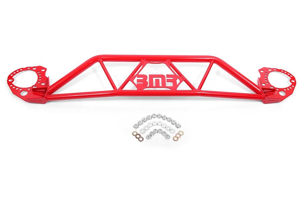 BMR STRUT TOWER BRACE FRONT TWIN TUBE DESIGN RED (2015+ MUSTANG) - eliteracefab.com