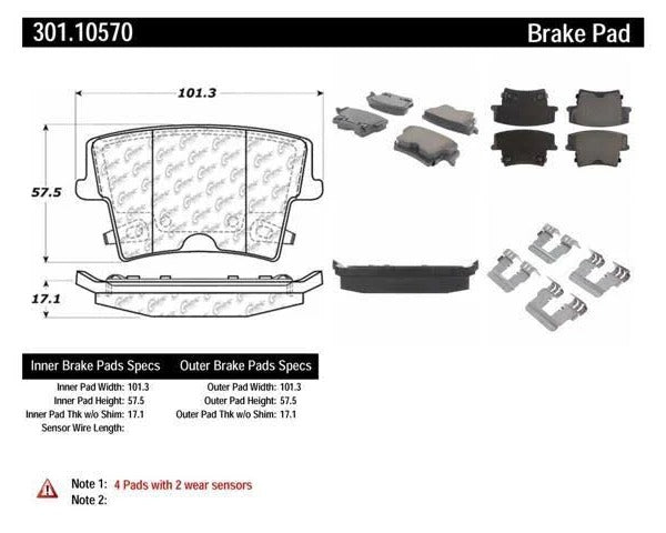 CENTRIC CENTRIC PREMIUM CERAMIC BRAKE PADS, 301.10570 - eliteracefab.com