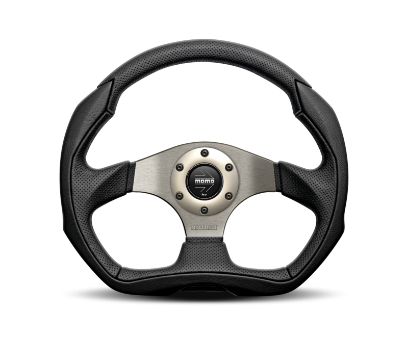 Momo Eagle Steering Wheel 350 mm - Black Leather/Anth Spokes - eliteracefab.com