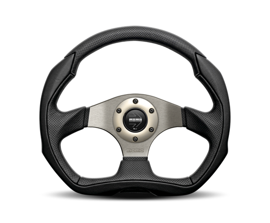 Momo Eagle Steering Wheel 350 mm - Black Leather/Anth Spokes - eliteracefab.com