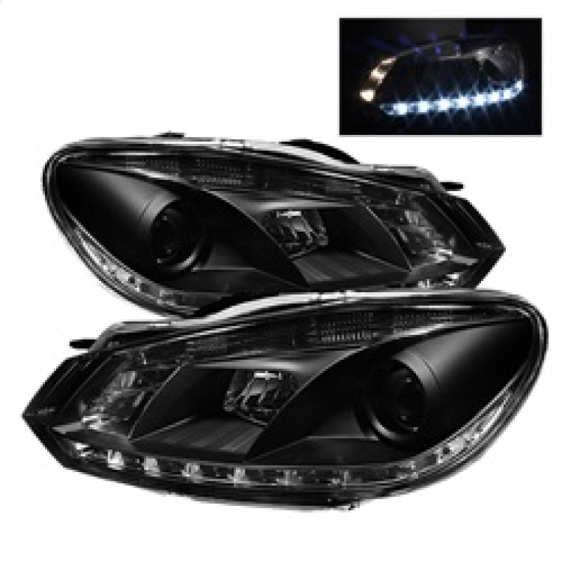 Spyder Volkswagen Golf/GTI 10-13 Projector Headlights Halogen Model- DRL Blk PRO-YD-VG10-DRL-BK - eliteracefab.com